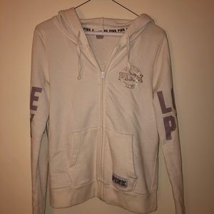 PINK Victoria Secret White Zip Up Hoodie